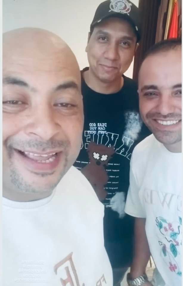 أحمد شكري مع الشاعر مودي نبيل والملحن فارس فهمي